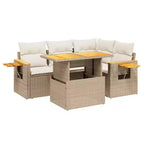 vidaXL 4 Piece Patio Sofa Set with Cushions Poly Rattan Acacia