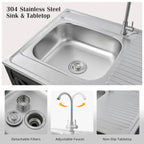 Outdoor Movable Kitchen Sink Patio Modular Kitchen Sink Station with Cabinet