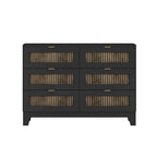 Rustic Farmhouse Style Wooden Dresser with 6 Drawers, Storage Cabinet for Bedroom with Metal Handles