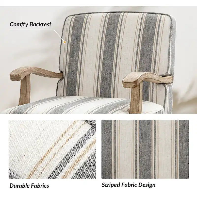 Rinaldo Farmhouse Polyester Armchair with Solid Wood Legs Set of 2 by HULALA HOME