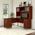 Bush Furniture Somerset 60W L Shaped Desk with Storage Hutch