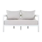 Christopher Knight Home Althea 5 Piece Modern Outdoor Curved Aluminum Conversation Set with Glass Coffee Table
