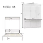 Whisen Full Size Murphy Bed Frame & 61.5 Cabinet Bed Folding Wall Bed with Desk Combo