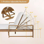 Polibi Double Outdoor Lounge Chair with 5-Position Adjustable Backrest
