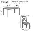 GDFStudio Loren Modern 7-Piece Solid Wood Upholstered Dining Table and Chairs Set