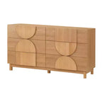 6-Drawer Modern Geometric Dresser, Half-Circle Accent Wide Storage Chest for Bedroom & Living Room