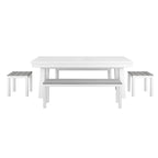 Norwalk Indoor/Outdoor 7ft Slate Pool Table 6-Seater Dining Set with 4 Benches & Accessories, White Finish