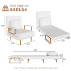 Folding Sofa Bed 3-in-1 Convertible Chair - 5-Position Adjustable Backrest with Pillow, Space-Saving Sleeper for Living Room, Bedroom & Office (White)