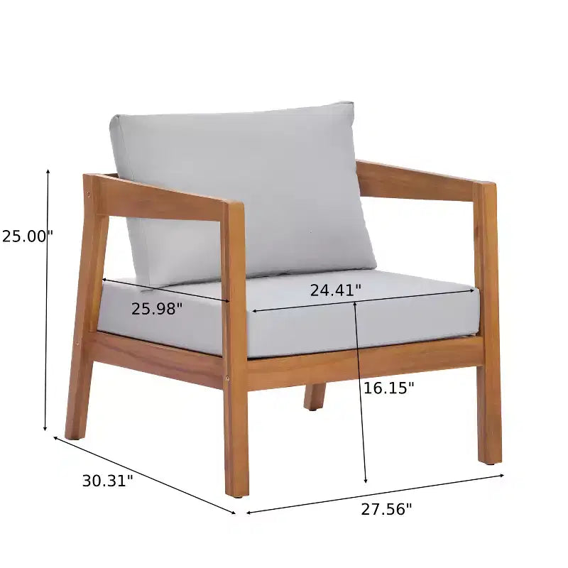 ModernLuxe 4/5-Piece Acacia Wood Patio Furniture Sofa Set, Outdoor Conversation Set with Coffee Table for Porch/Garden/Balcony