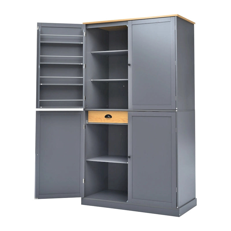40.2x20x71.3 High Freestanding Kitchen Pantry Large Cupboard Storage Cabinet with 2 Drawers 2 Adjustable Shelves 8 Door Shelves