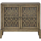 40 Wide Glass Door Accent Cabinet with Adjustable Shelf, Distressed Parchment Finish
