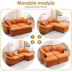 2-seater sofa with 2 cushions, 2 pillows and 2 ottomans, comfortable sofa - Living room deep sofa, modular sofa