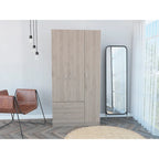 FM Furniture Eureka 3 Door Armoire with 2 Drawers, Inner Shelves, and Rod