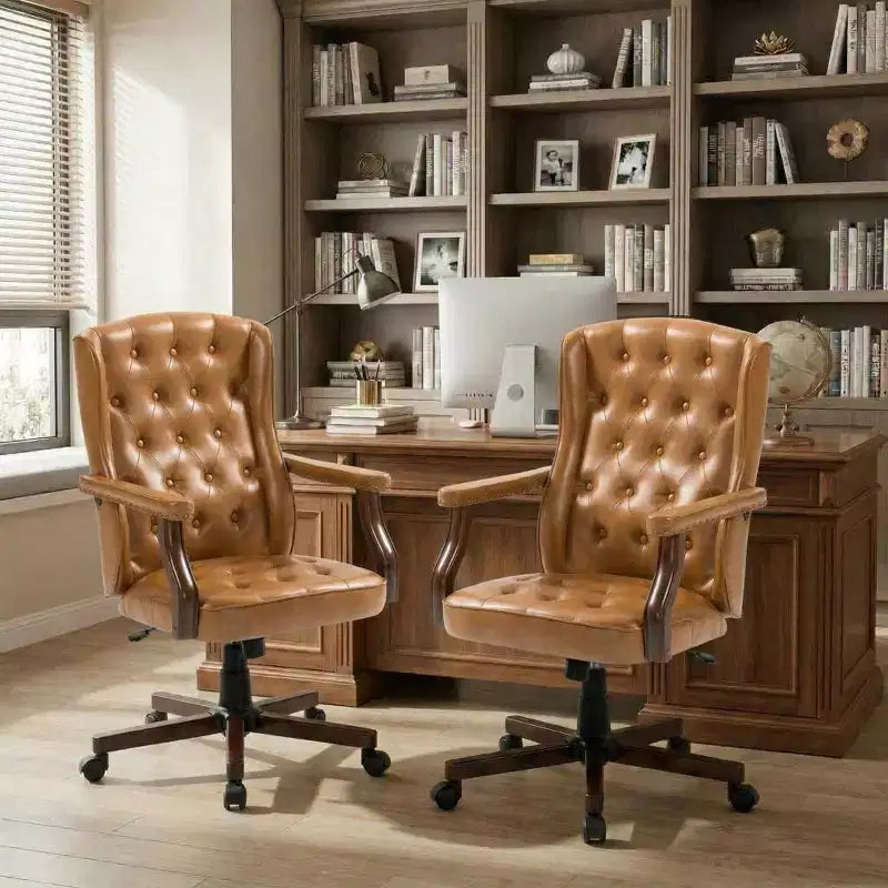 Executive Office Chair with Wingback Design and Swivel for Home Office