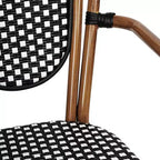 Flash Furniture 4 Pack Lourdes Indoor/Outdoor Commercial Thonet Bistro Stacking Chair with Arms, PE Rattan and Aluminum Frame