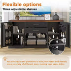 Zeus & Ruta 63 Farmhouse Storage Cabinet with Barn Door, 2 Drawers, Adjustable Shelves, Coffee Bar Buffet for Kitchen, Entryway, Dining Room