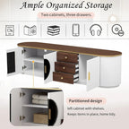 70.8 Modern Minimalist TV Stand for TVs up to 80 Inches, Entertainment Center with 3 Drawers and 1 Shelf Metal Handles