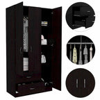 FM Furniture Eureka 3 Door Armoire with 2 Drawers, Inner Shelves, and Rod