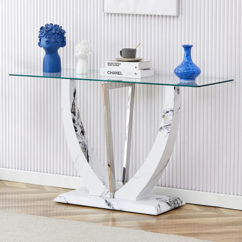 Modern and simple rectangular glass console table