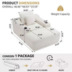 67 Chaise Lounge Chair, Indoor Sleeper Sofa Bed with 2 Pillows, Boneless Single Sofa Couch for Living Room, No Assembly Required
