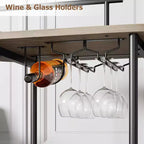 Bar Carts with 4-Tiers Storage ShelvesMobile Bar Seving Carts On Wheels with Wine Rack and Glass Holder for Kitchen, Dining Room, Living Room