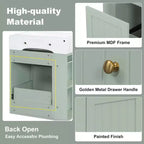 Bathroom Vanity with Ceramic Sink, MDF Storage Drawer, Side Shelf & Golden Handle