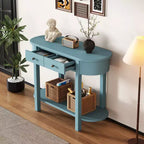 Okak Elegant Console Table with Smooth Glaze, Entry Table with Curved Design and 2 Drawers, Accent Table for Living Room, Hallway