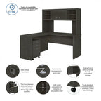 Echo L Shaped Desk with Hutch and Drawers