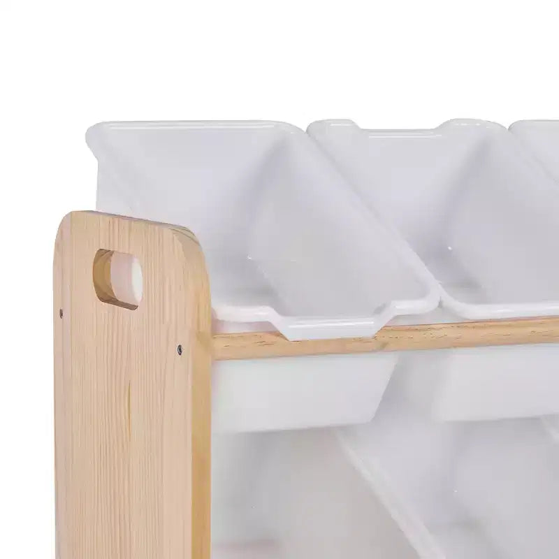 VECELO Kids Bookshelf Toy Storage with 12 Bins, Wooden Toy Rack for Toddlers, Large-Capacity Playroom Storage for Books or Toys