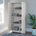 Cabot Espresso Oak Tall Storage Cabinet with Doors - 31.38L x 16.30W x 61.14H