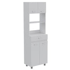 Caribe Microwave Cabinet, Four Legs, One Drawer, Double Door, One Shelf -White