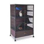 Small Animal Cage, Ferret Cage - 59 5-Tier Habitat with Storage Cabinet, Includes Hammock/Wheels/Removable Ramps/Easy-Clean Trays