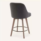 Bekrvio 26 Counter Height Swivel Bar Stools Set of 4 Backs and Wood Legs,Linen Fabric/PU Leather Upholstered Barstools for Kitchen Island