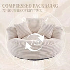 Bean Bag Sofa for Adults Kids, Oversized Corduroy Bean Bag Chair with 3 Pillows & Armrest for Living Room Bedroom - ModernLuxe