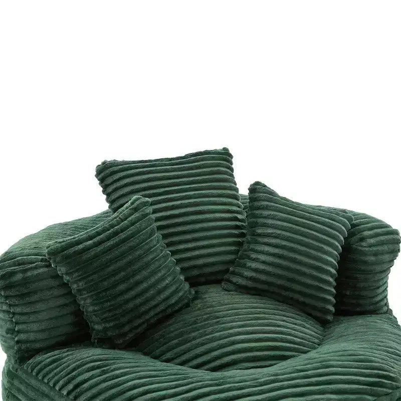 Bean Bag Sofa for Adults Kids, Oversized Corduroy Bean Bag Chair with 3 Pillows & Armrest for Living Room Bedroom - ModernLuxe
