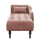 Modern 60.6  Velvet Upholstered Buttons Tufted Chaise Lounge Chair with Solid Wood Legs and Nailheads