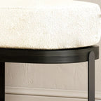 Modern Wooden Beige Upholstered Short Bench