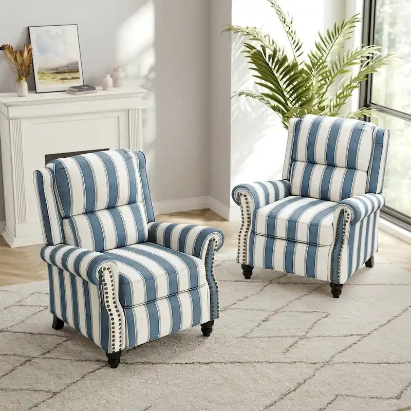2 Set Modern Padded Seat Recliner Chair with PU Leather/Fabric