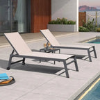 PURPLE LEAF Patio Chaise Lounge Set for 2 Outdoor Chaise Lounger Chair with Aluminum Frame