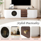 70.8 Floor Curved Storage TV Stand with 3 Drawers 3-Door Decorative TV Cabinet for TVs up to 80 Media Console Table