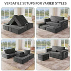 Convertible Cloud Sectional Couch Comfy Corduroy Sectional Sofa Comfy Couch With Deep Seat & High Pillows Easy To Assemble