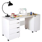 Crea Sewing Craft Table On Wheels White - South Shore