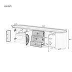 70.8 Modern Minimalist TV Stand for TVs up to 80 Inches, Entertainment Center with 3 Drawers and 1 Shelf Metal Handles