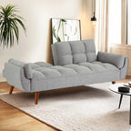 75.39 INCH Futon Sofa Bed, Convertible Folding Futon Couch Recliner Lounge For Living Room With 2 Pillow/Armrest