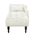 Modern 60.6  Velvet Upholstered Buttons Tufted Chaise Lounge Chair with Solid Wood Legs and Nailheads