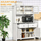 63.5 Kitchen Buffet w/ Hutch, 4 Shelves, Drawers, Framed Glass Doors