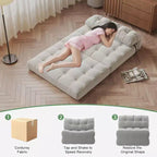 Full Corduroy Folding Sofa Bed Futon, Floor Convertible Sleeper Chair with Pillow & Back Support
