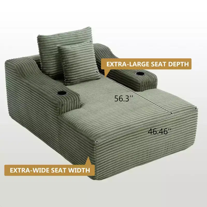 67 Chaise Lounge Chair, Indoor Sleeper Sofa Bed with 2 Pillows, Boneless Single Sofa Couch for Living Room, No Assembly Required