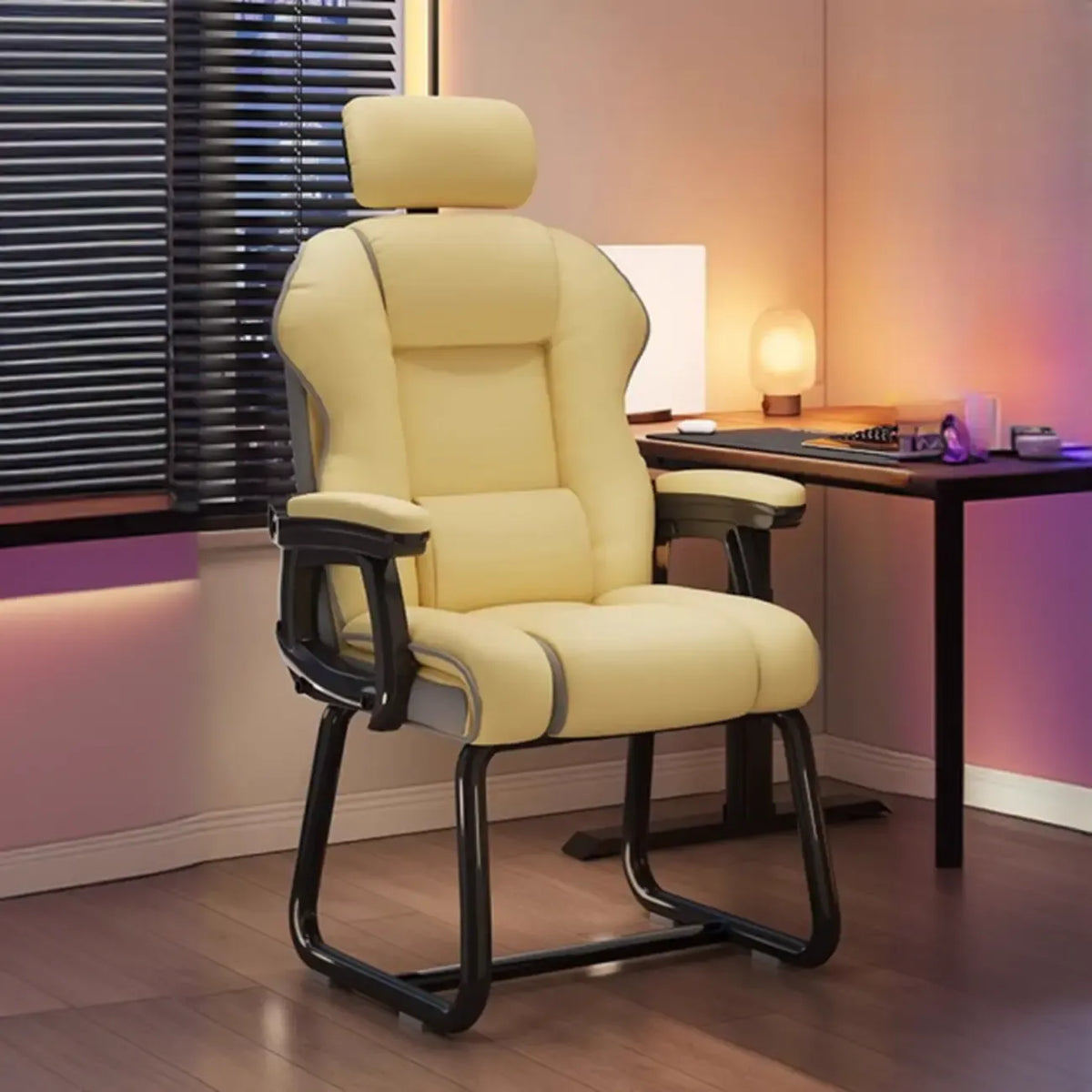 Yellow High-Back Leather Ergonomic Executive Chair
