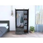 FM Furniture Eureka 3 Door Armoire with 2 Drawers, Inner Shelves, and Rod